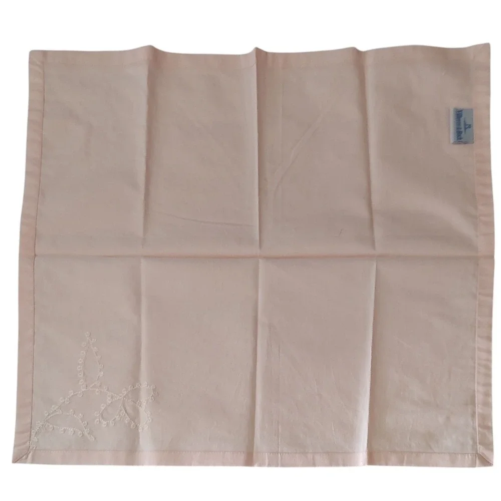 Villeroy and‎ Boch Embroidered Napkins Cotton Light Pink Peach Set of Four